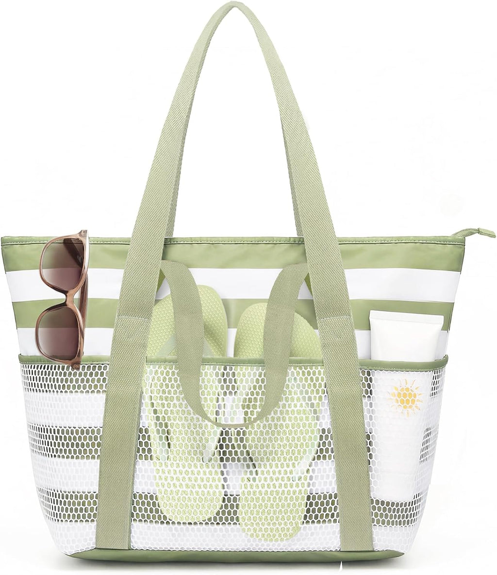 beifon Strandtasche XXL mit Reissverschluss, wasserdicht, faltbar, M-L