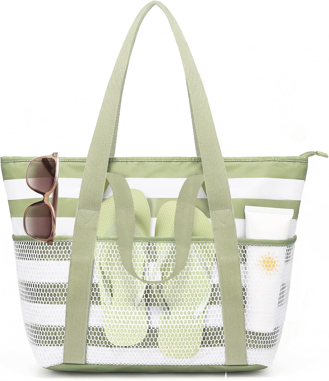beifon Strandtasche XXL mit Reissverschluss, wasserdicht, faltbar, M-L