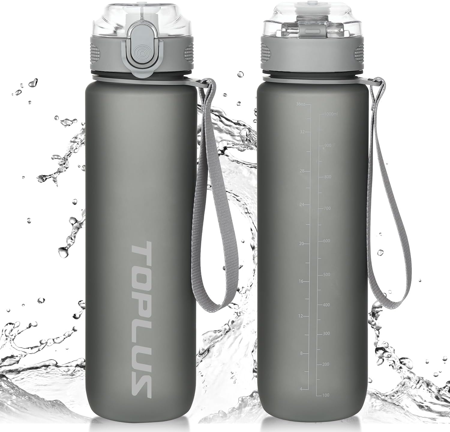 TOPLUS Sport-Trinkflasche BPA-frei leicht stossfest schwarz