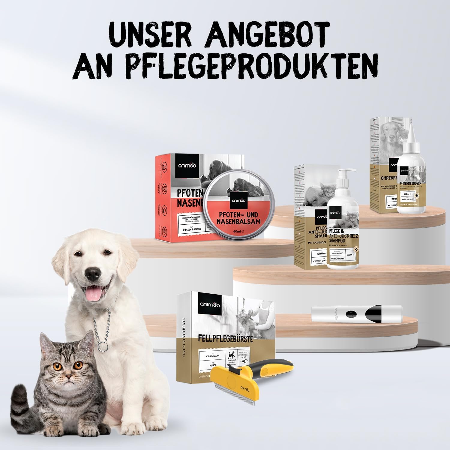 animigo Hundeshampoo 500 ml - Anti-Juckreiz, Milben & Flohschutz, hautfreundlich
