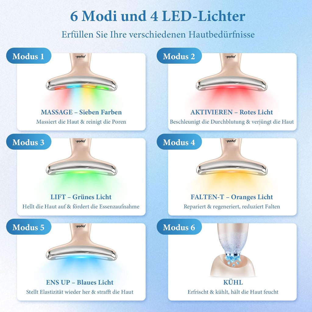 Gua Sha EMS Gesichtsmassagegeraet mit Kaelte Waerme LED Lifting Straffung