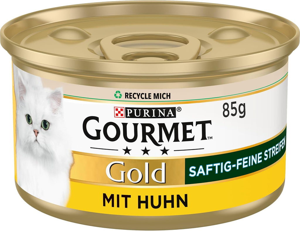 Gourmet Gold Katzen Nassfutter saftig-feine Streifen mit Huhn 12x85g