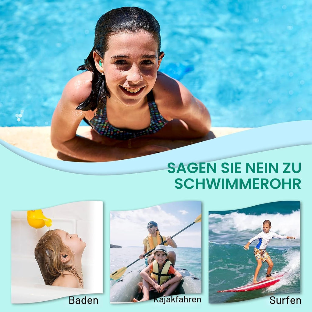 Wiederverwendbare Silikon Ohrstoepsel Schwimmen 3 Paar Erwachsene ab 14