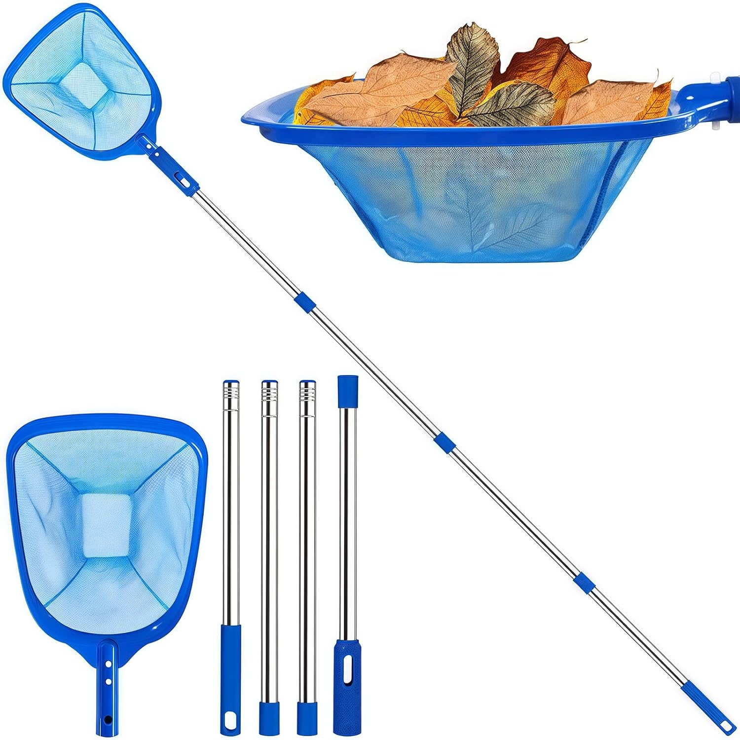 Feinmaschiger Poolkescher 185 cm Teleskopstange fuer Pool, Teich, Whirlpool