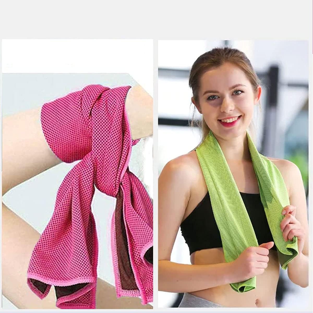 Kuehltuch 2er Set 90x30 cm Mikrofasertuch Bambus Rot Gruen Kuehlhandtuch
