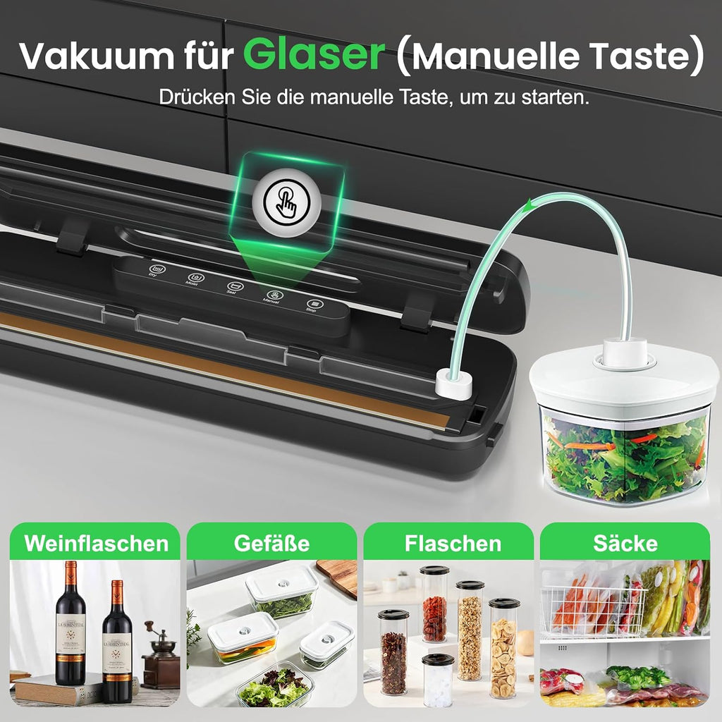 Vakuumiergeraet 7-in-1 145 W fuer Dauerbetrieb, Vakuumierer Lebensmittel