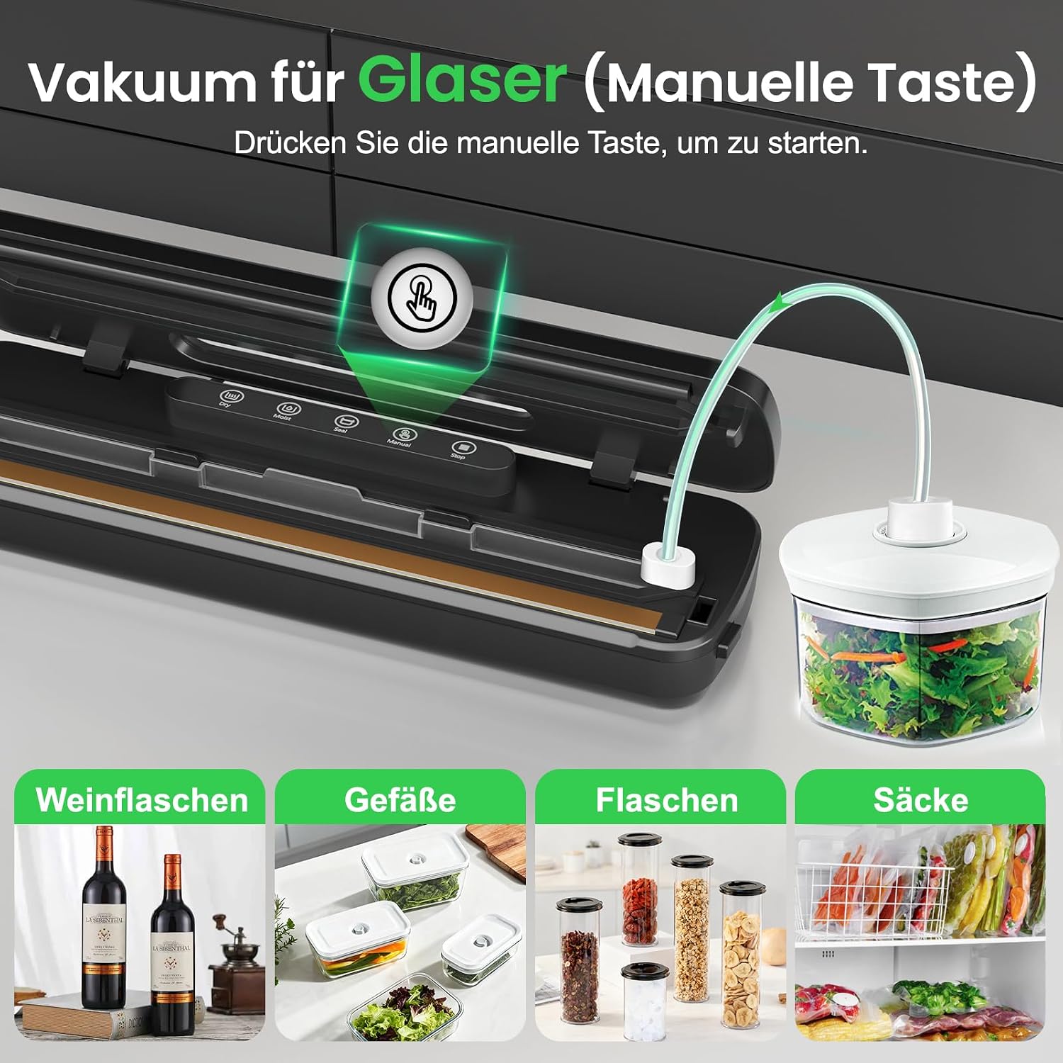 Vakuumiergeraet 7-in-1 145 W fuer Dauerbetrieb, Vakuumierer Lebensmittel