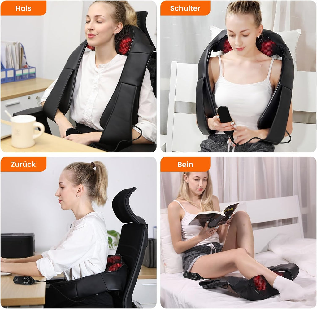 Ikristin Shiatsu Nacken- und Rueckenmassagegeraet 3D mit Waerme