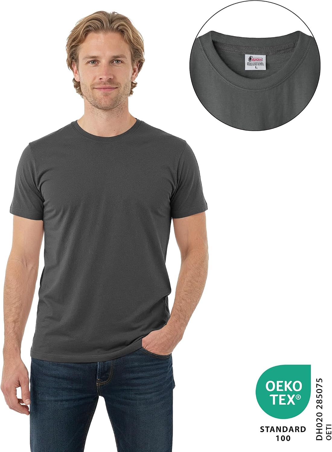 ALPIDEX Herren T-Shirt 5er Set Rundhals 100% Baumwolle einfarbig S-5XL