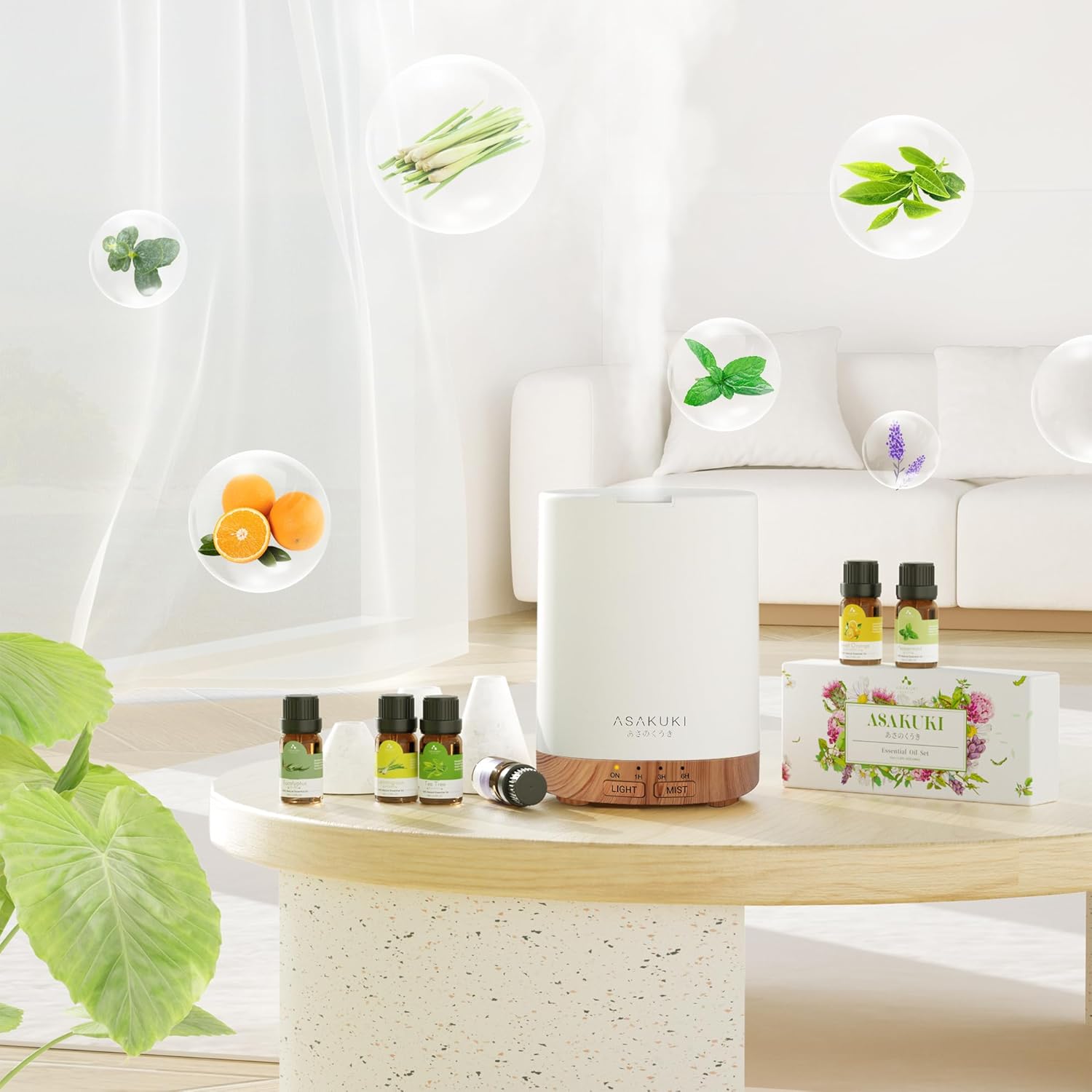 ASAKUKI 5in1 Aroma Diffuser Ultraschall Duftdiffusor Luftbefeuchter Timer
