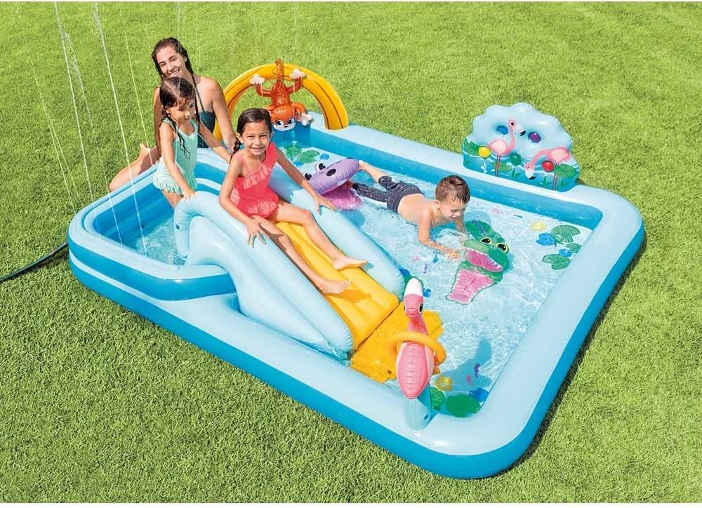 Intex Jungle Adventure Aufblasbares Kinderpool 244×198×71 cm mit Rutsche