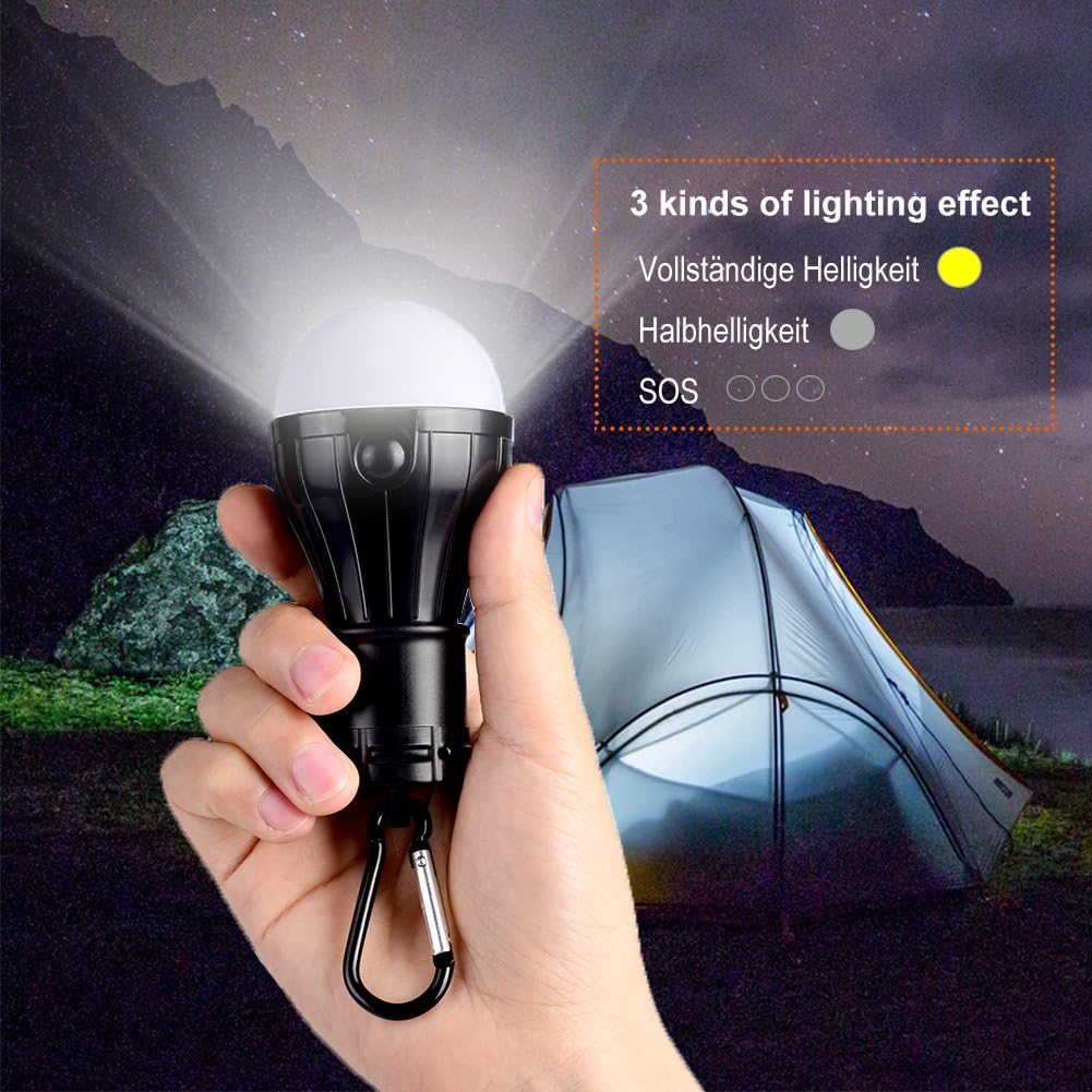 Campinglampe LED mit Karabiner 4er Set wasserdicht Zeltlampe Rucksacklampe