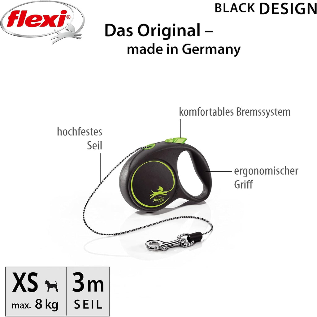 flexi Black Design S Roll-Leine 5 m schwarz/blau Hund bis 3m-5m