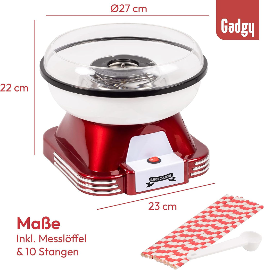 Gadgy Zuckerwattemaschine 500W Retro 22 cm Rot/Weiss fuer Zucker & Bonbons