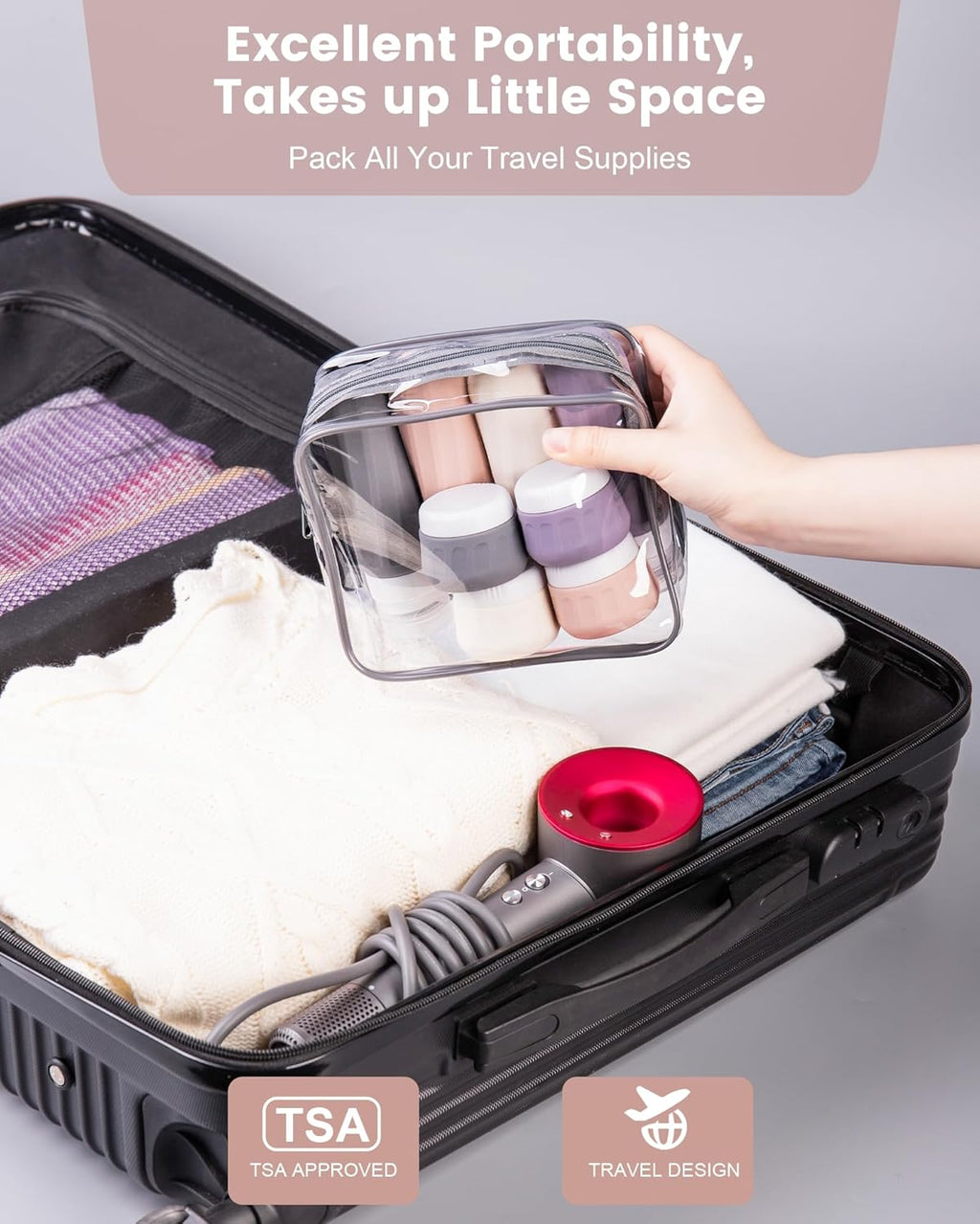 Gemice Reiseflaschen 8er Set Silikon TSA auslaufsicher mit Beutel