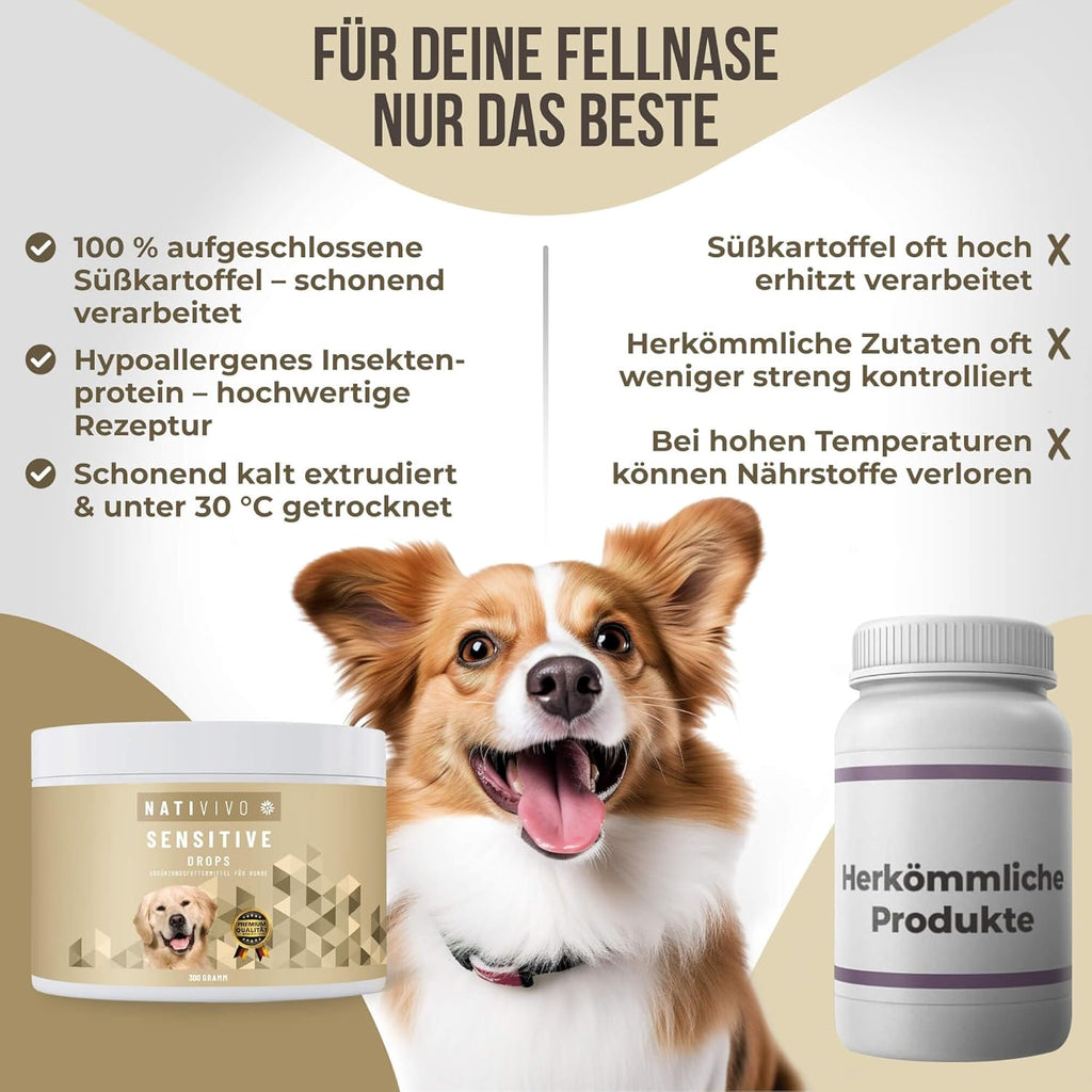 Sensitive Drops Hundeleckerli Insektenprotein getreidefrei Flohsamenschalen 300