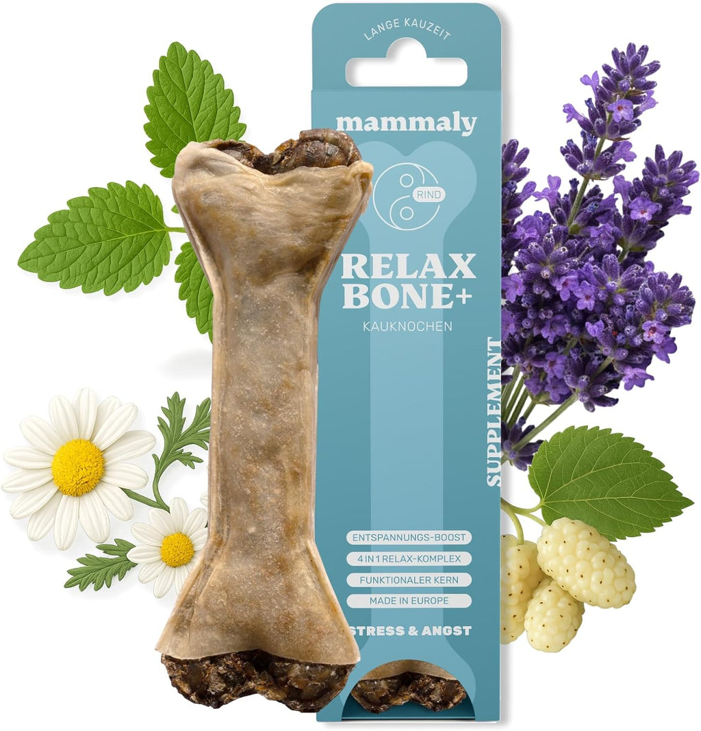 Mammaly Relax Bone Kauknochen 12 cm Rinderhaut Kamille Lavendel