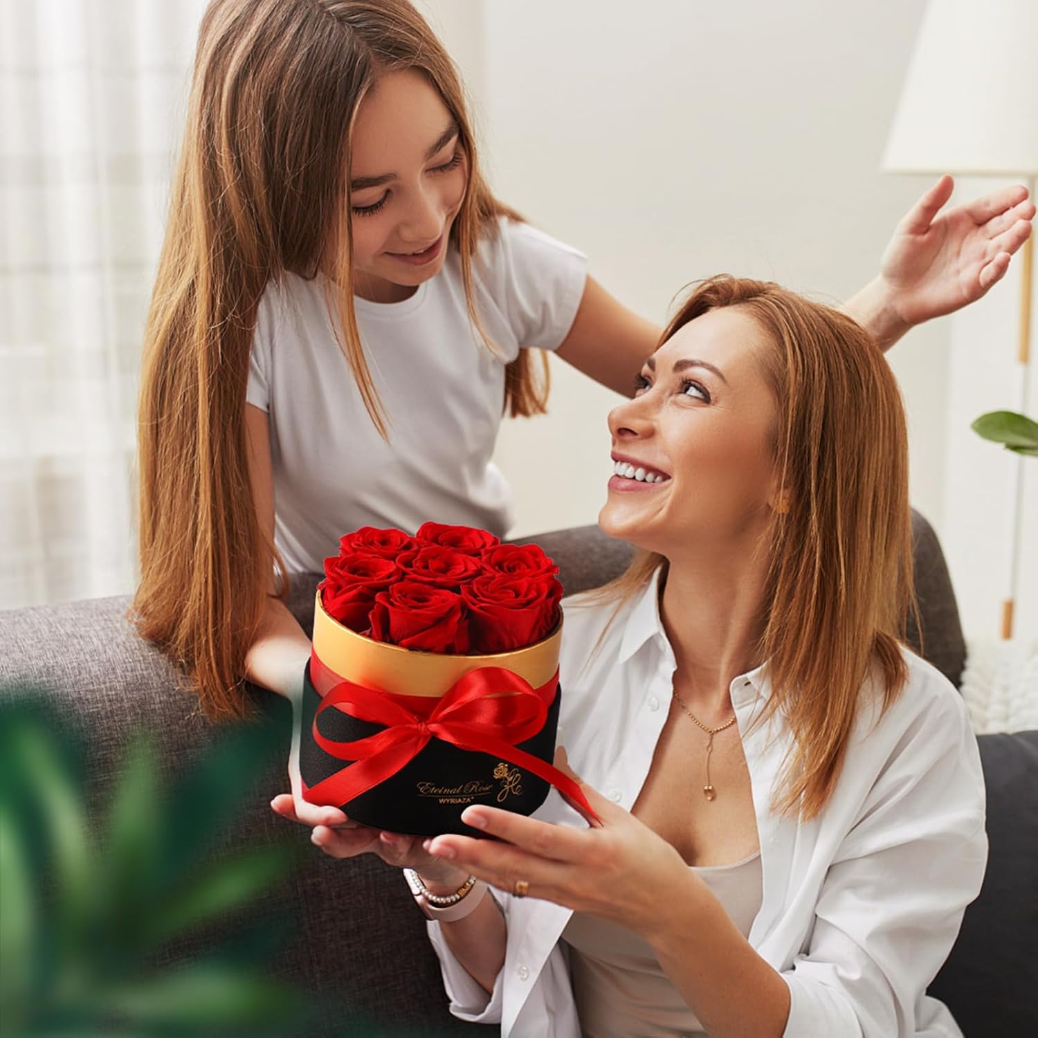 Ewige Rose Geschenk fuer Frauen Mama Freundin konservierte Rose im Geschenkset
