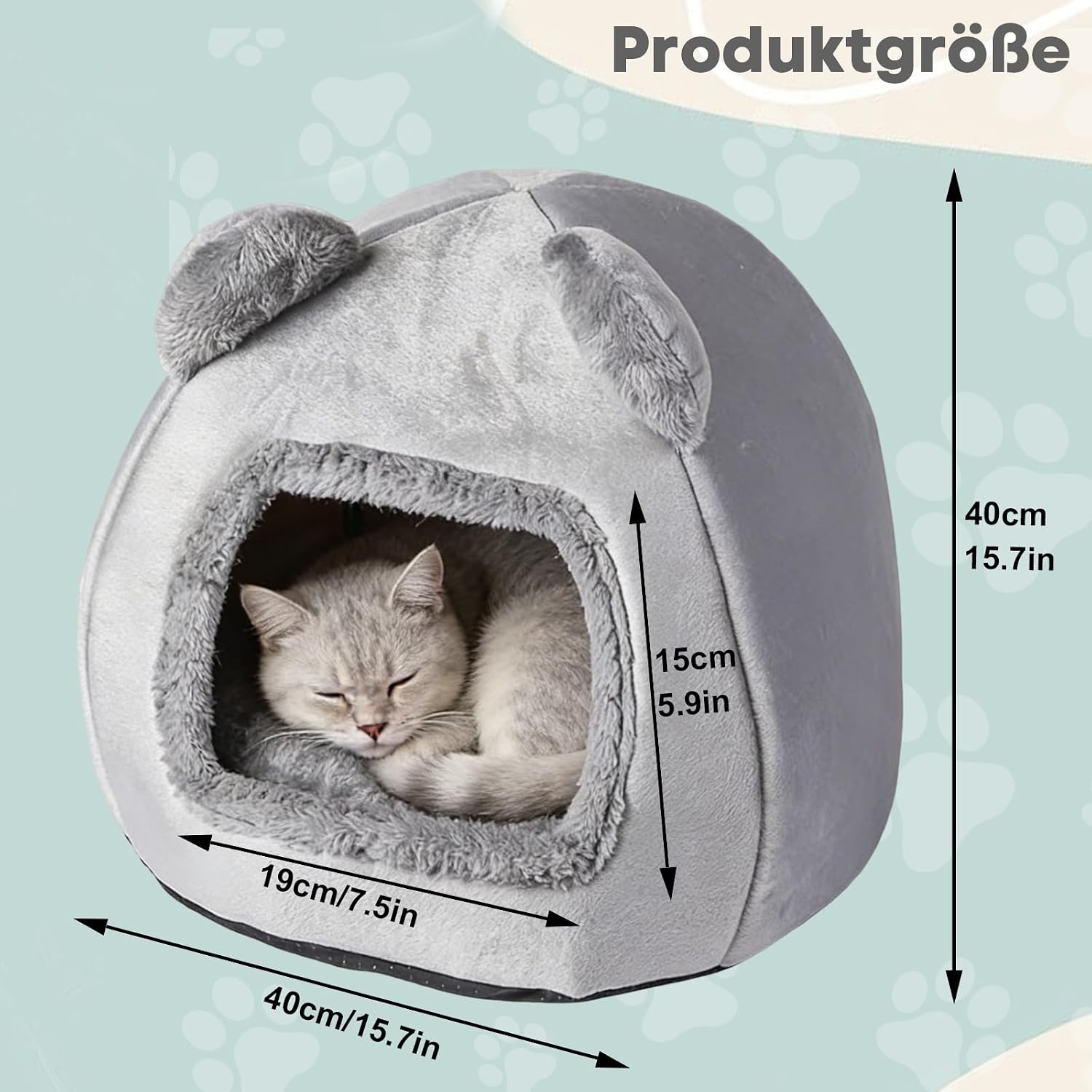 Katzenhöhle mit Kissen 40x40 cm Katzenbett Katzenkorb Kuschelhöhle