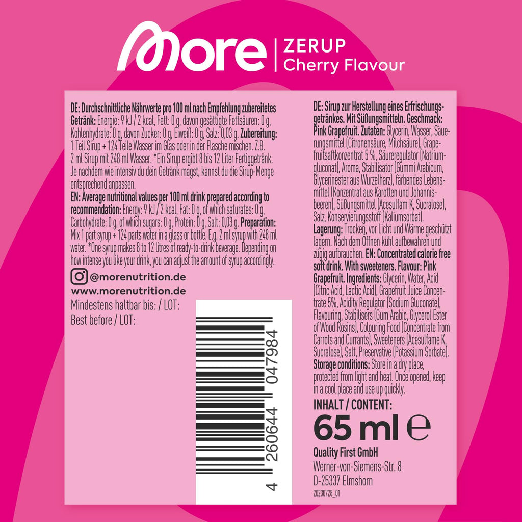 MORE Zerup 6er Bundle 6x65ml zuckerfreier Sirup verschiedene Sorten vegane
