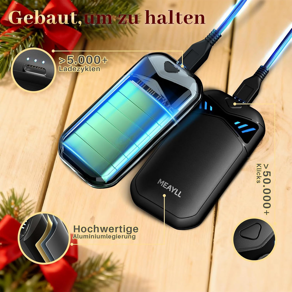 Elektrischer Handwaermer 2er Set 6000 mAh magnetisch LED 3 Heizstufen