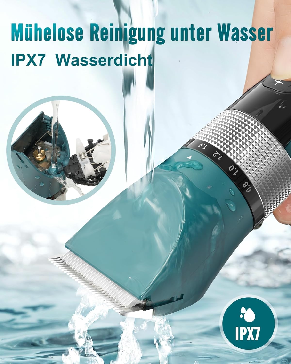 Oneisall Katzenhaarschneider kabellos 5 Stufen LCD Display wasserdicht Grün