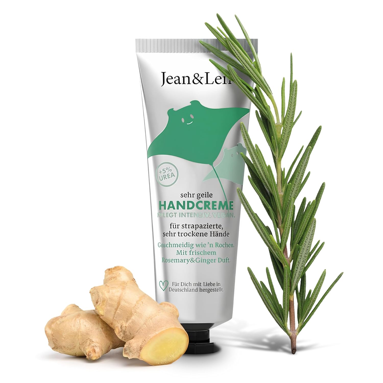 Jean & Len Handcreme Rosemary Ginger Urea vegan fuer trockene Haende