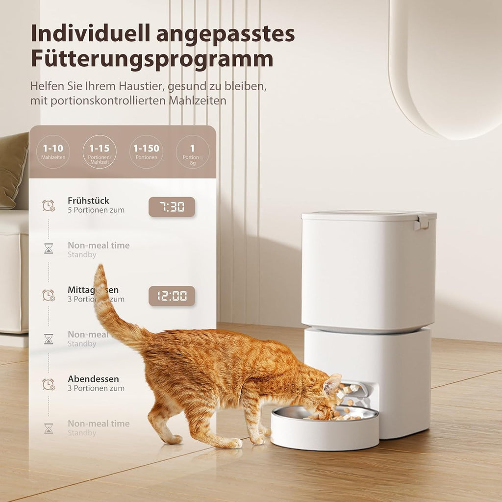 Smart Futterautomat Katze WLAN App Steuerung 1-10 Mahlzeiten Tag