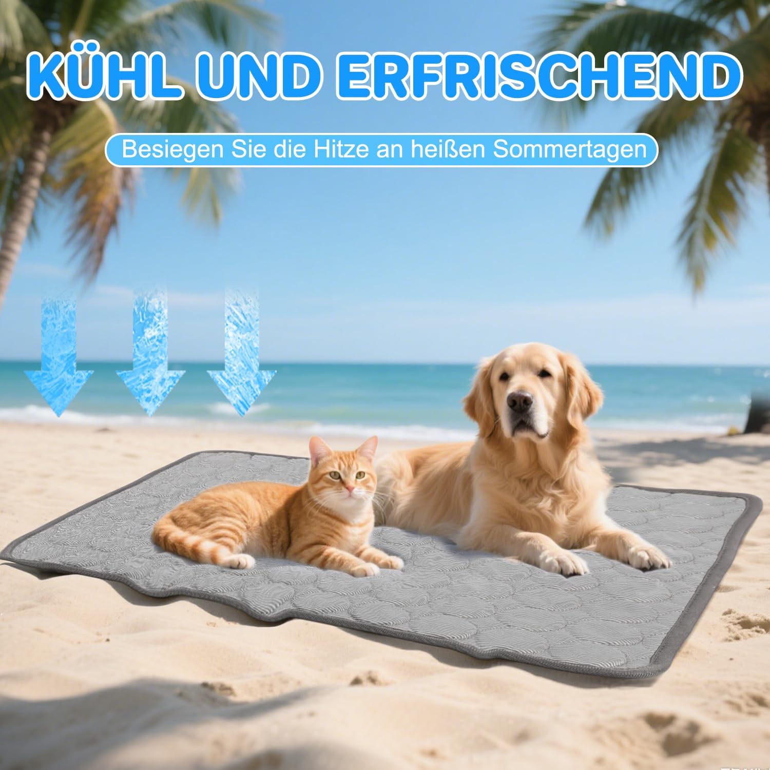 Yanlin Hundekuehlmatte 70x55 cm L grau selbstkuehlend rutschfest waschbar