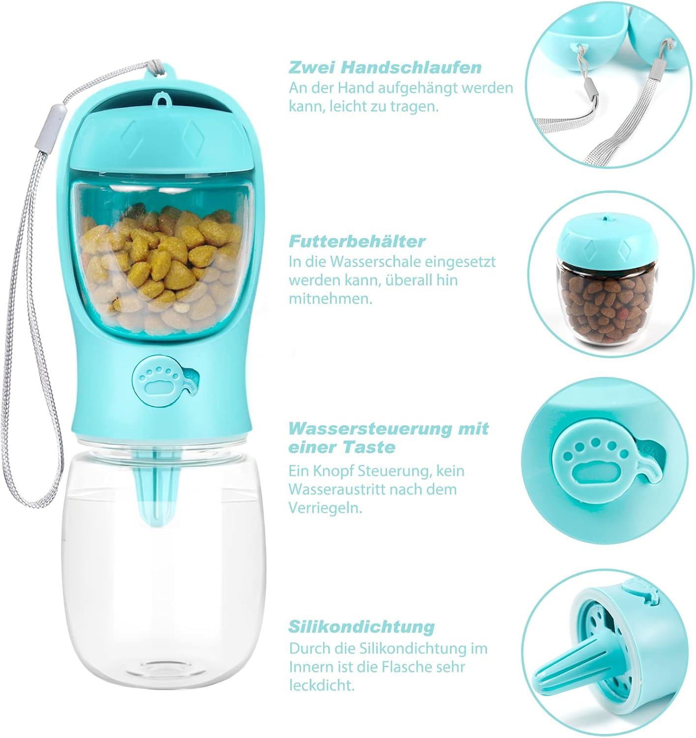 Nepfaivy Hundetrinkflasche mit Futterbehaelter auslaufsicher
