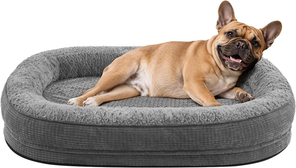 Orthopaedisches Hundebett mit Nackenrolle fuer mittelgrosse Hunde 15cm-19cm