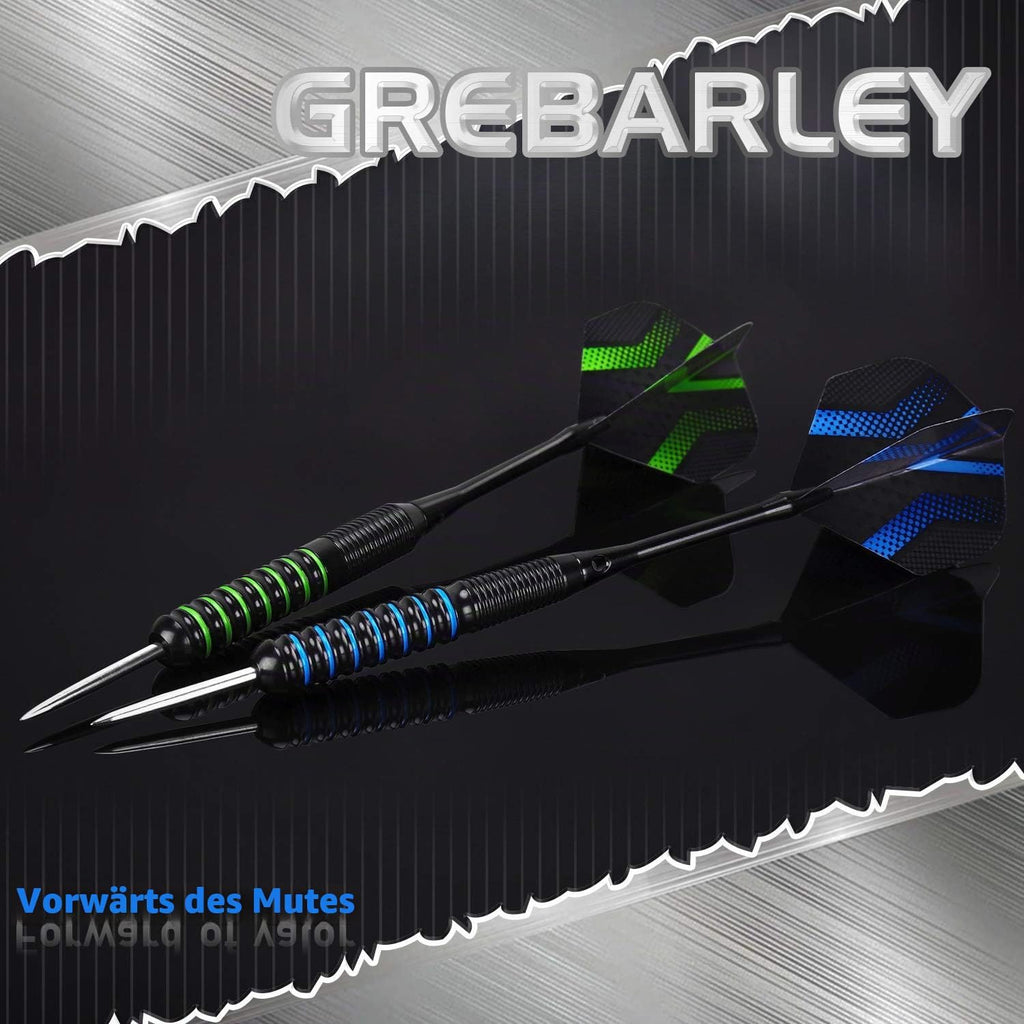 Grebarley Steeldarts Profi Dartpfeile mit Metallspitze 12 Stueck Set