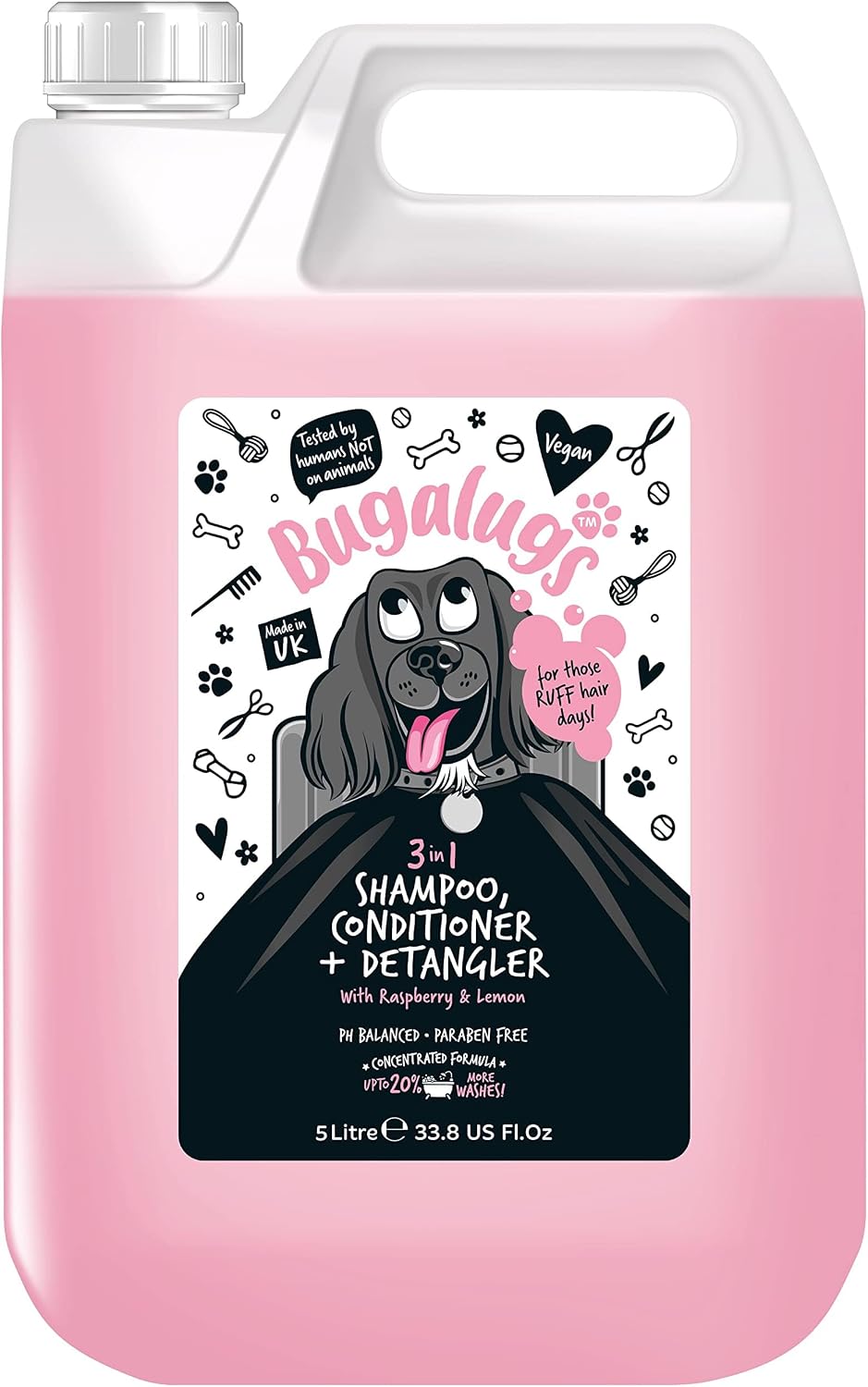 BUGALUGS Hundeshampoo 3‑in‑1 Reinigung Pflege Entwirrung Himbeer Zitrone -5