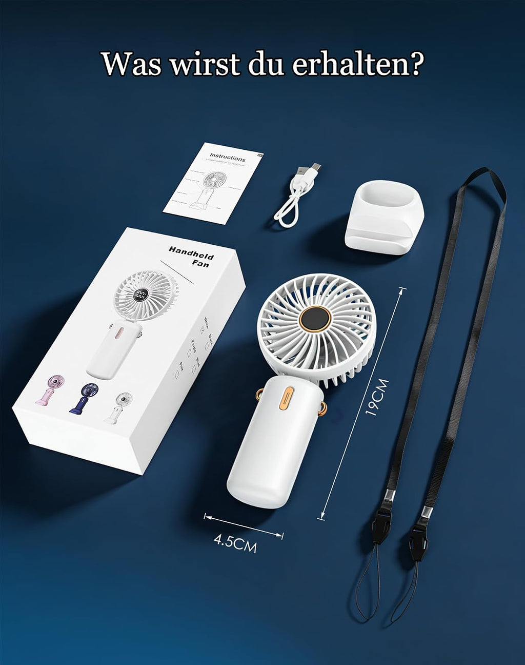Mini Handventilator Akku USB leise tragbar Tischventilator klein fuer unterwegs