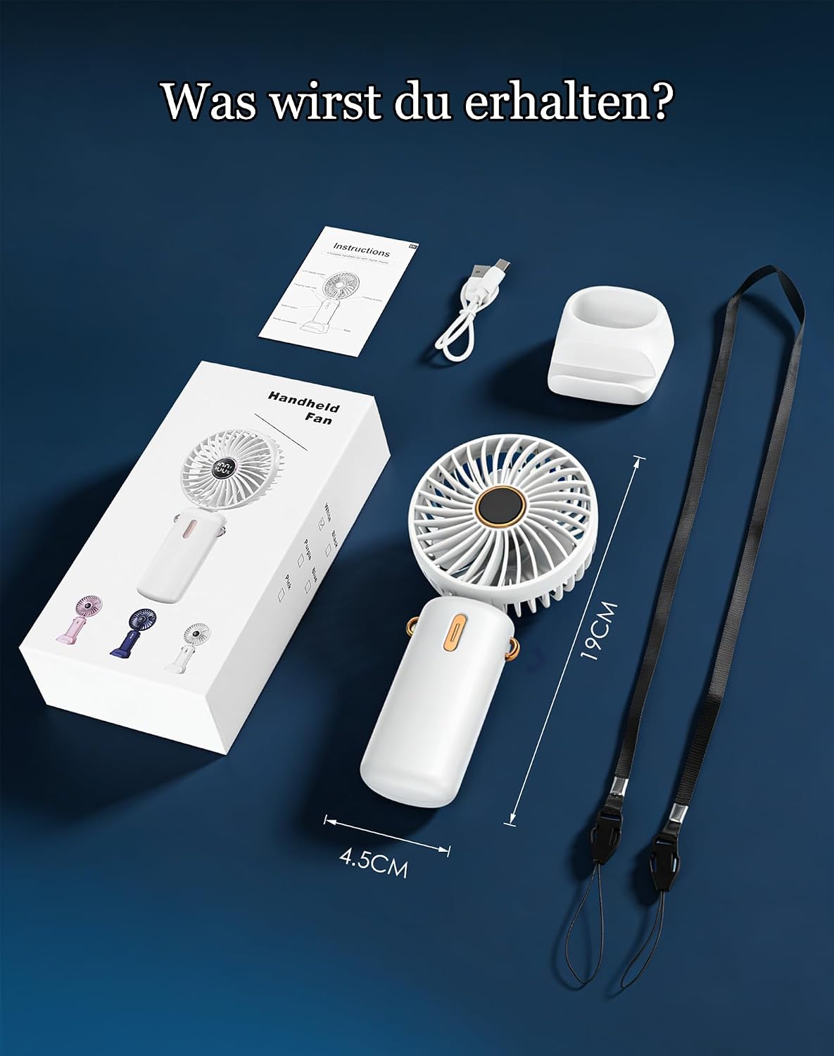 Mini Handventilator Akku USB leise tragbar Tischventilator klein fuer unterwegs