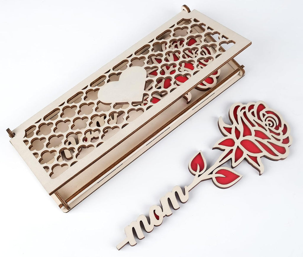 Love Holzrose rot Geschenk fuer Frauen Valentinstag Geburtstag
