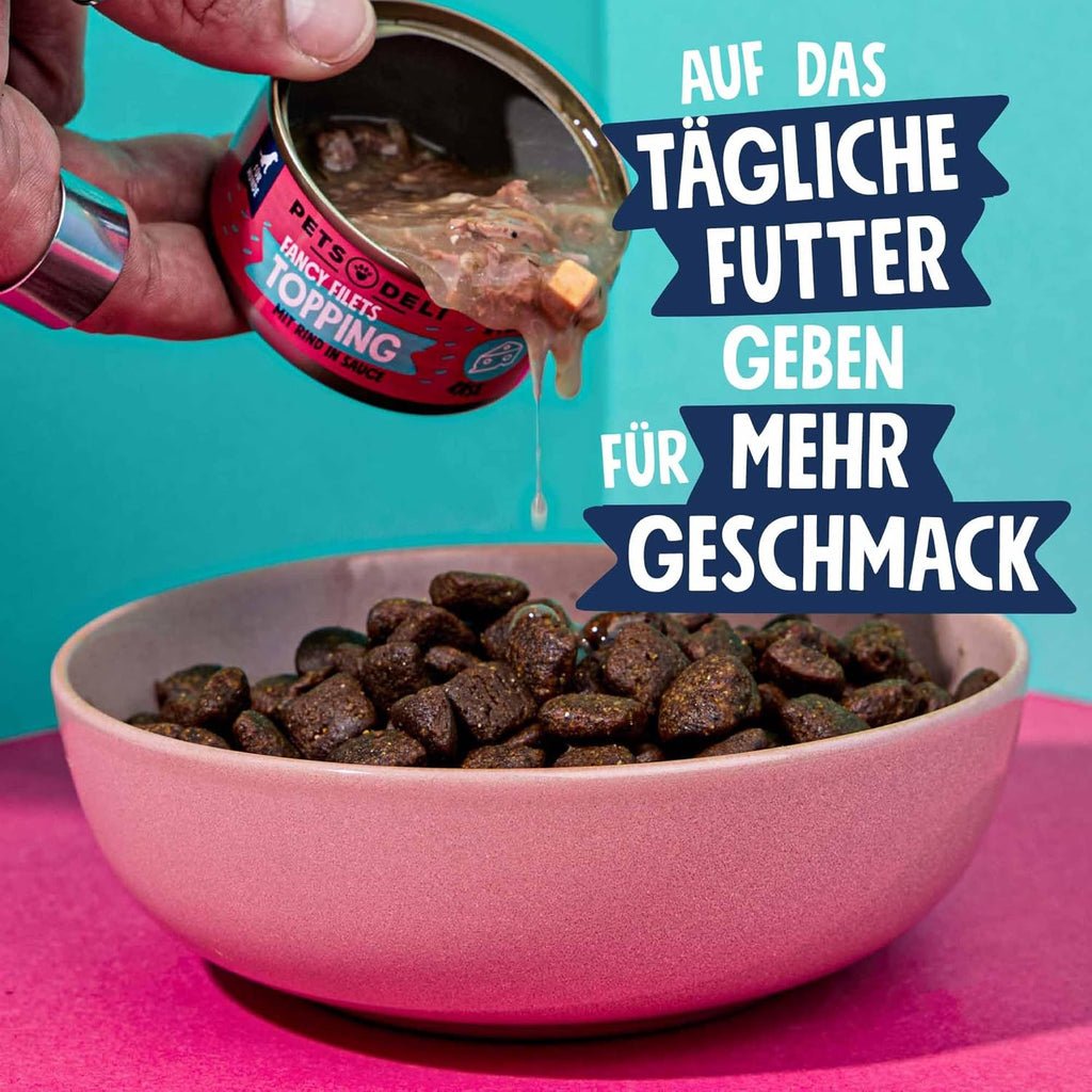 Pets Deli Fancy Filets Hunde Futter-Topping Rind in Sauce 12x70 g verschiedene S