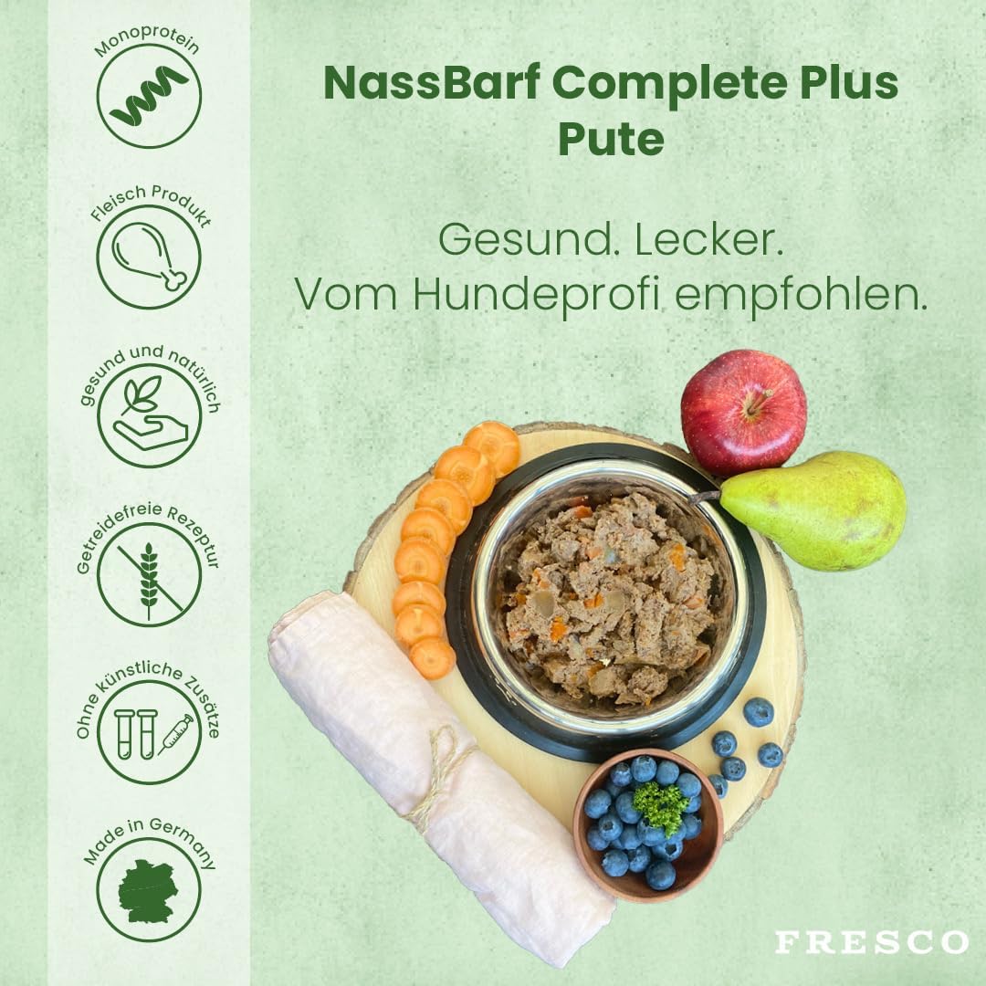 FRESCO Hundefutter Nassbarf Rind 6x800g getreidefrei 80% Frischfleisch verschied