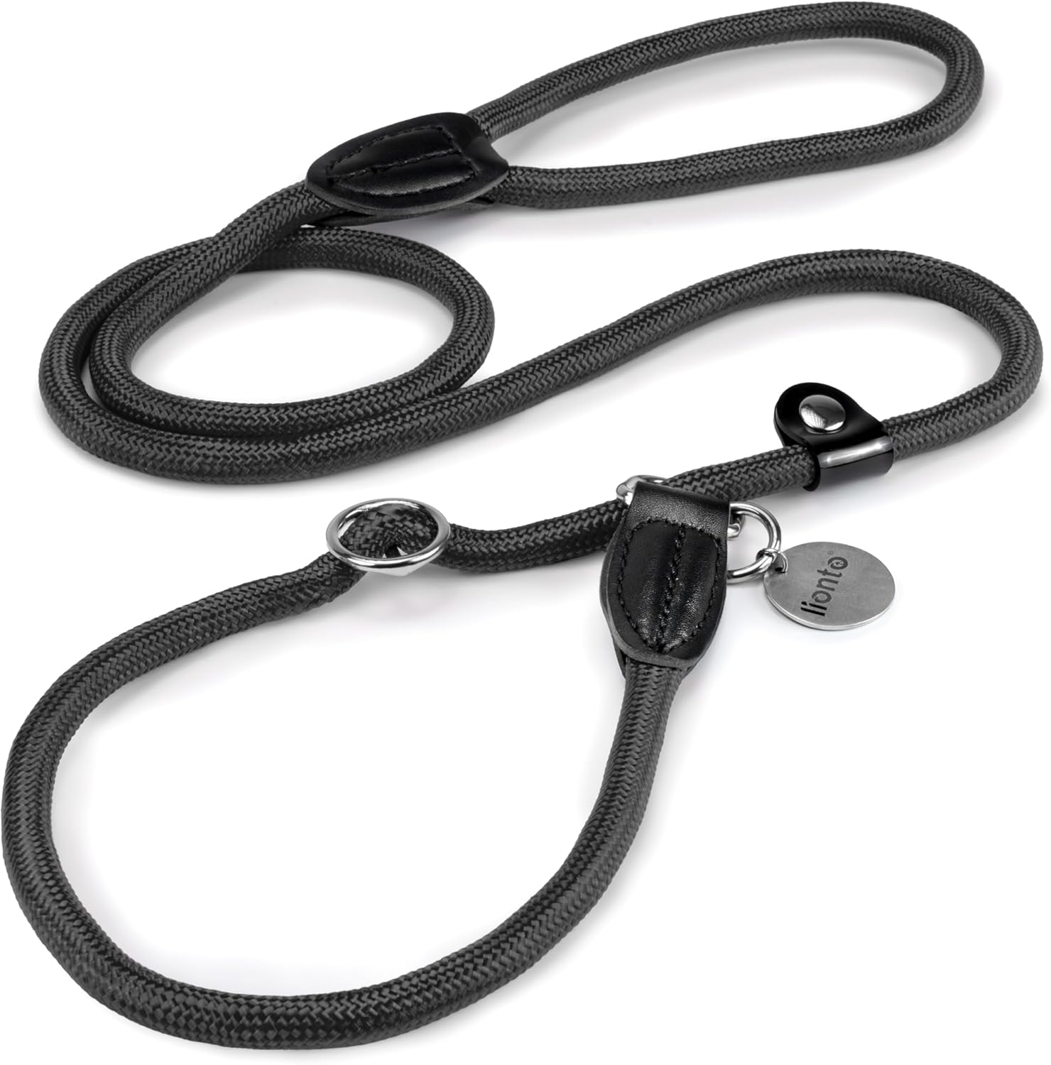 Lionto Retrieverleine vegan braun 120cm-170cm mit Zugstopp wetterfest