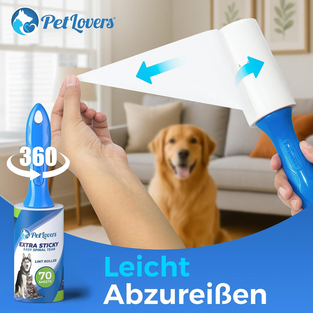 PetLovers Fusselrolle Tierhaare 420 Blatt klebend Fusselrasierer Kleidung