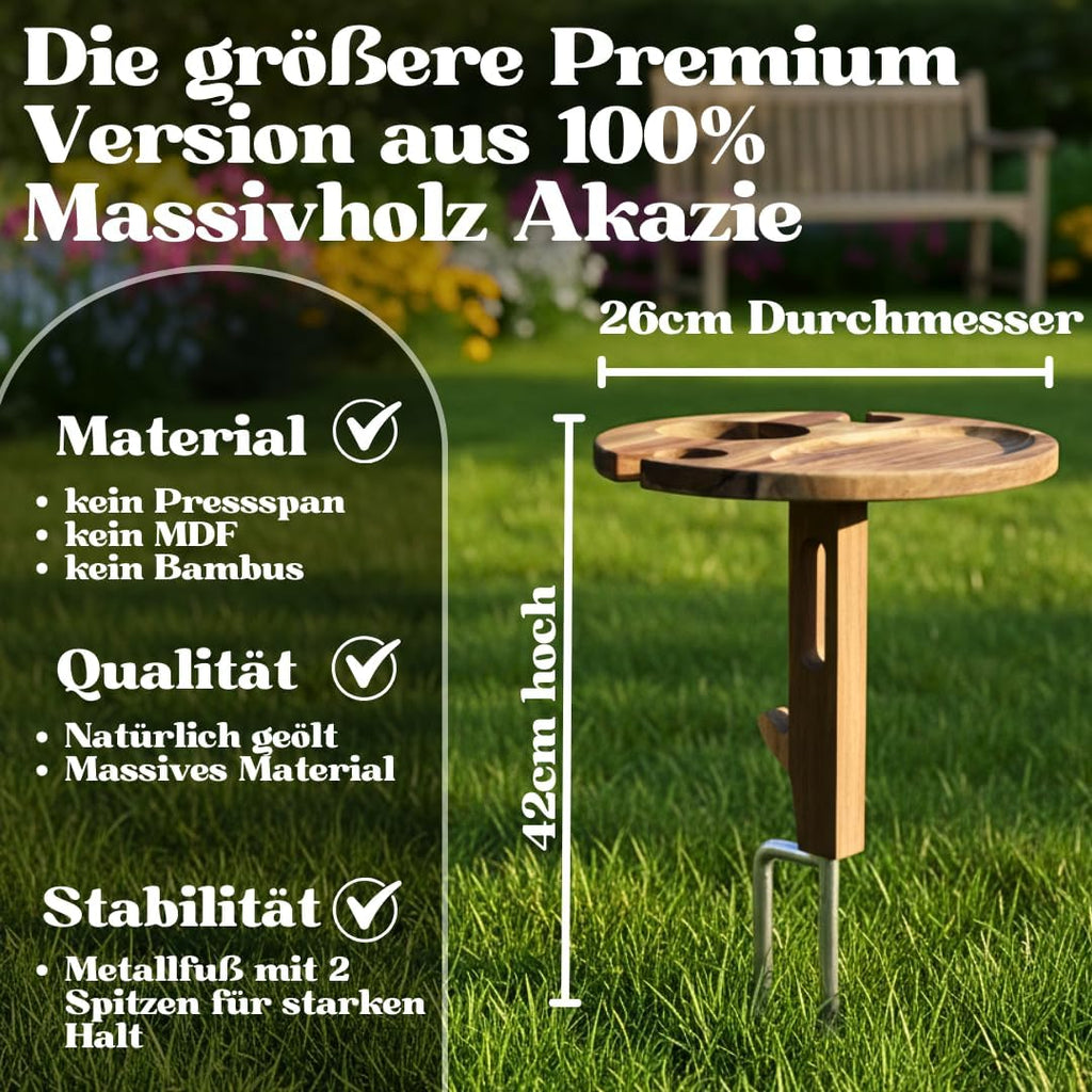 Decozy Life klappbarer Weinhalter aus Massivholz fuer Picknick Camping