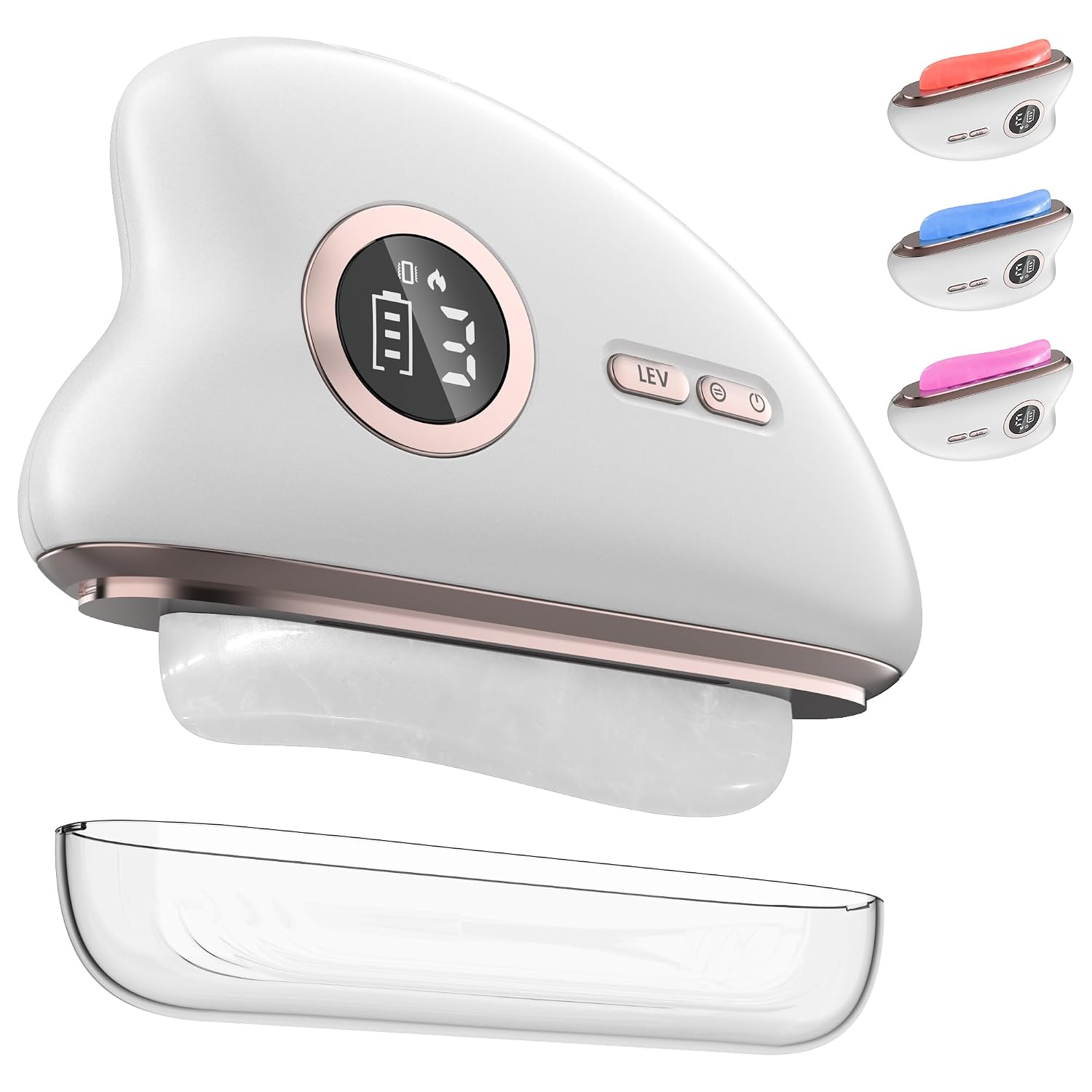 Jade Gua Sha Gesichtsmassagegeraet mit Waerme und LED fuer Gesicht und Hals