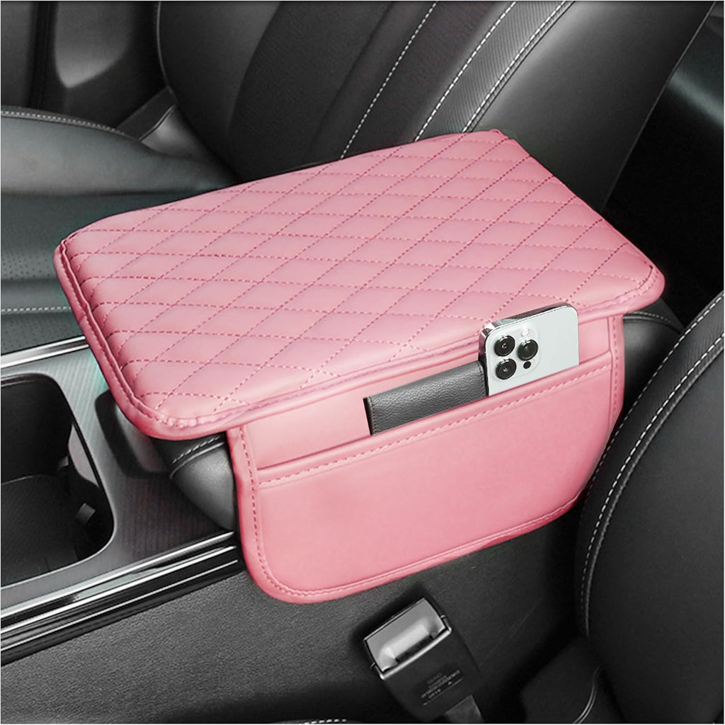 Armlehnenschoner Mittelkonsole Leder Organizer Tasche Schwarz