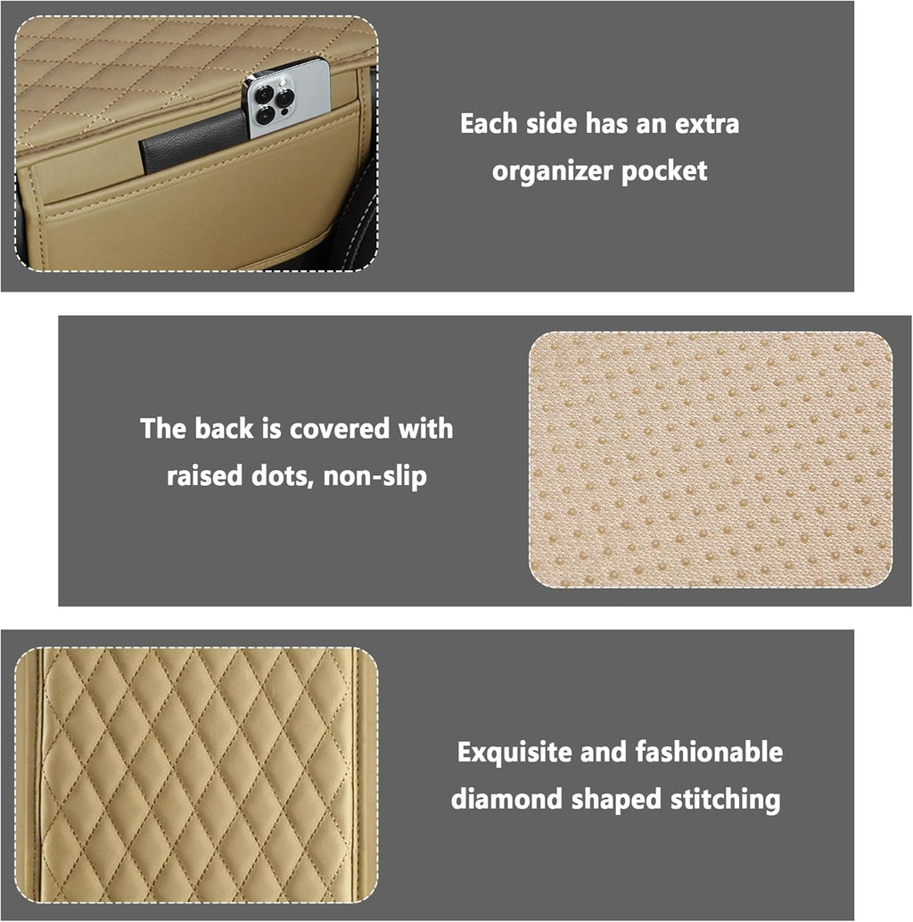 Armlehnenschoner Mittelkonsole Leder Organizer Tasche Schwarz