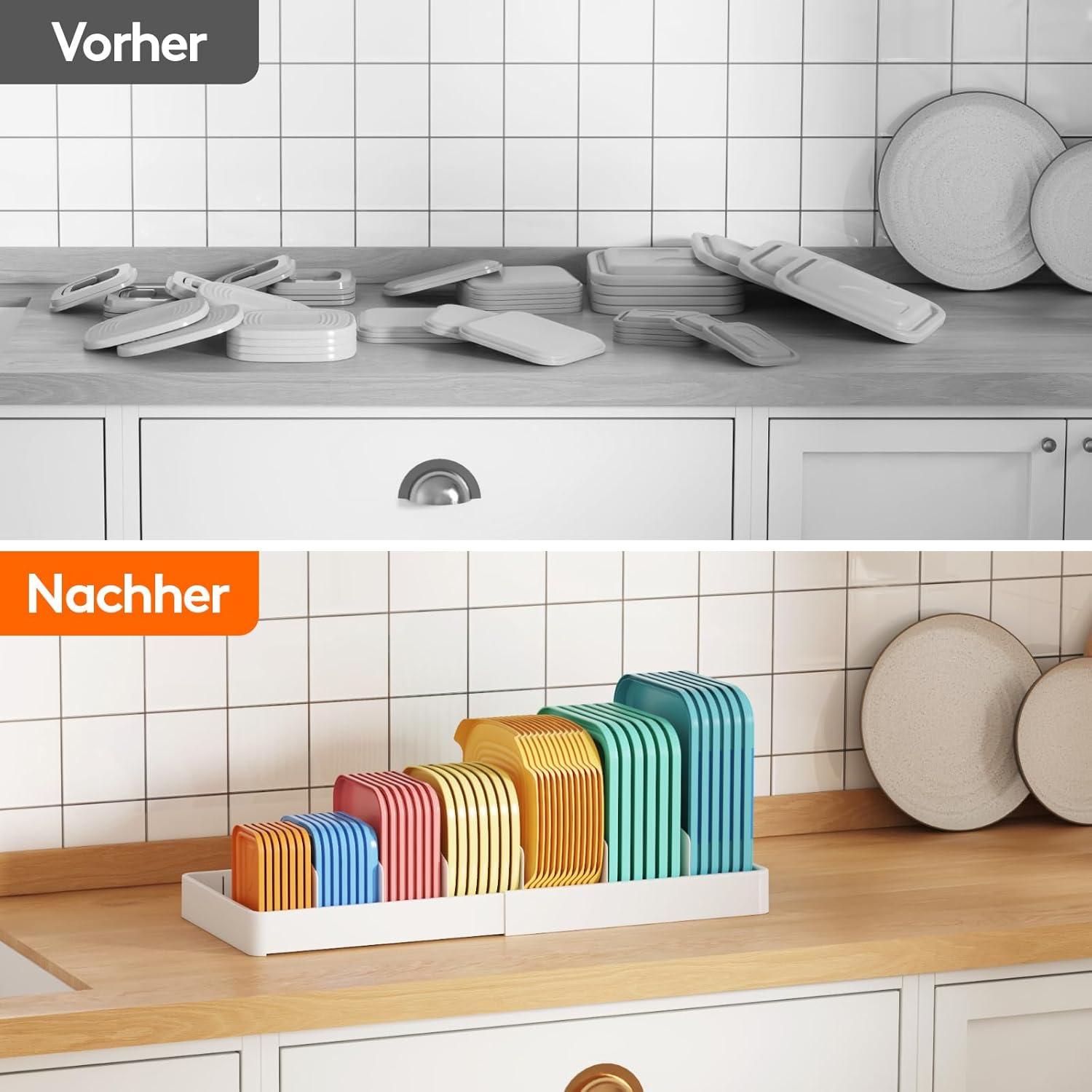 Lifewit Deckelhalter 33 cm mit 5 verstellbaren Faechern Kuechenorganizer