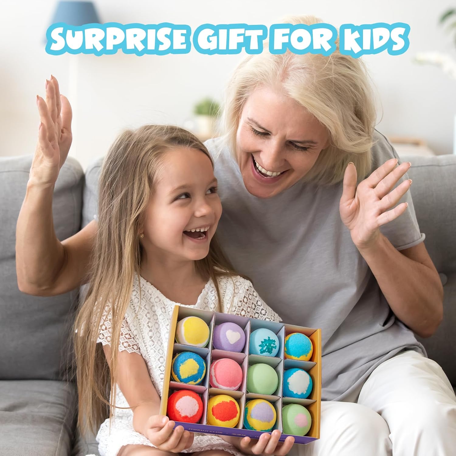 Badebomben Kinder 12er Set mit Ueberraschungsspielzeug Bio Badekugeln