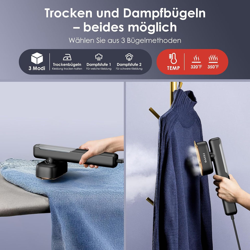 Dampfglaetter 1100W 2in1 Reise Dampfbuegeleisen Dual Voltage 15s Aufheizzeit