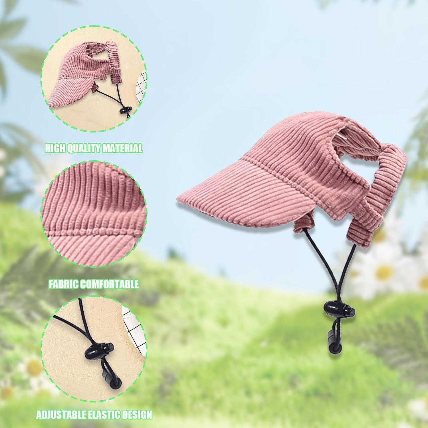 Hunde Sonnenhut mit Ohrloechern verstellbar Khaki Groesse XS-XL