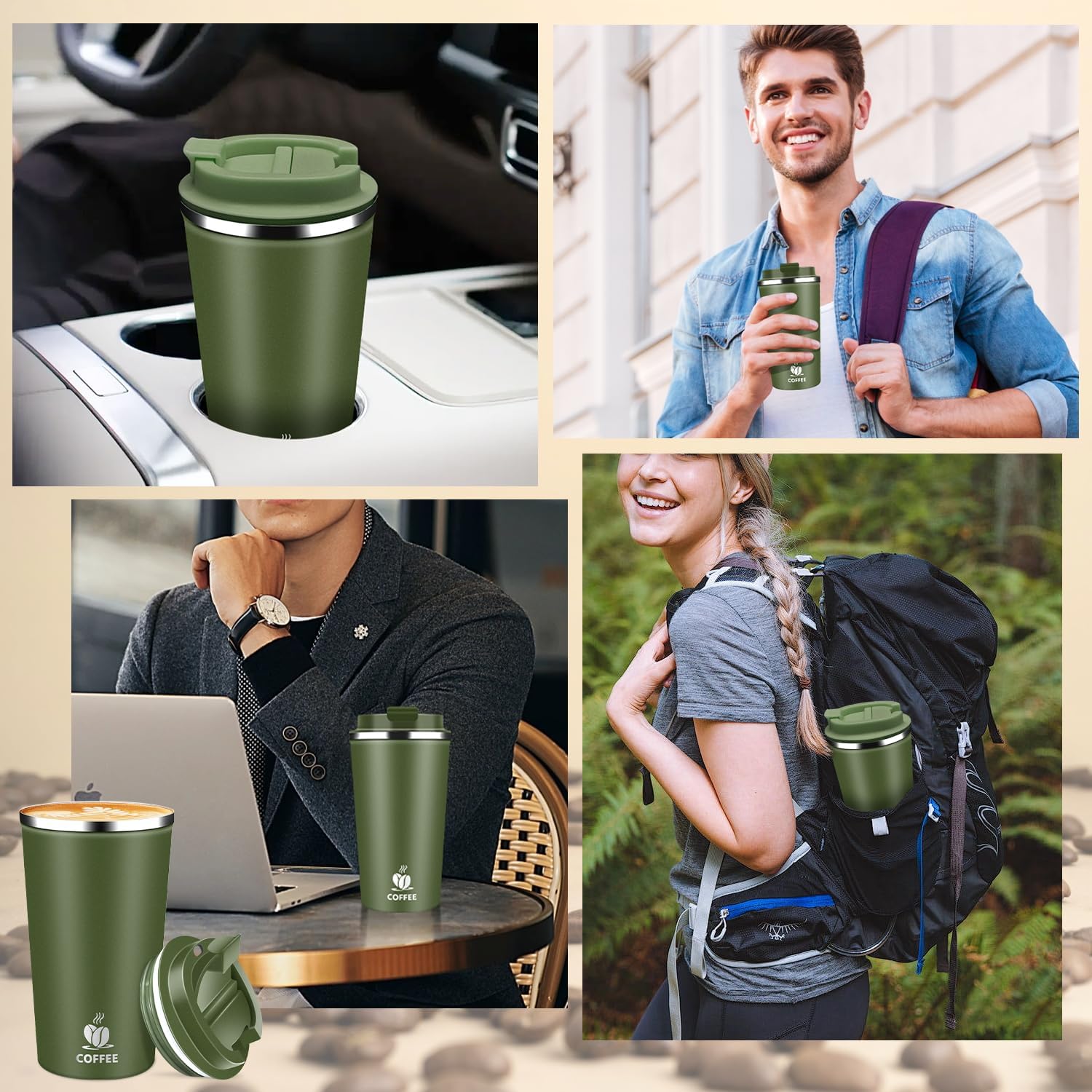 Isolierbecher Edelstahl mit Deckel Thermobecher Kaffeebecher To Go