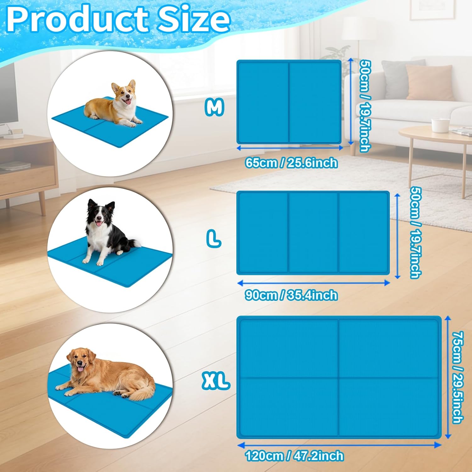 Kuehlmatte fuer Hunde und Katzen 90x50 cm selbstkuehlend kratzfest mit Gel